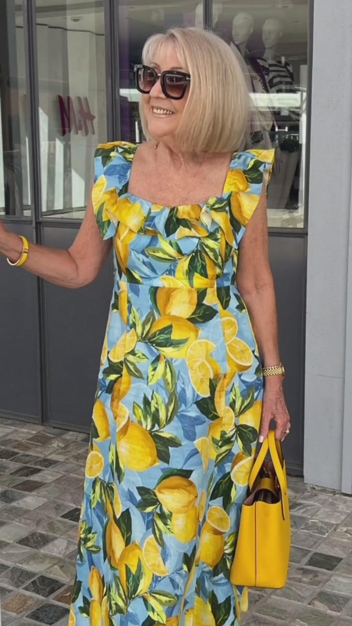 Sophia™ Lemon Print Tunic Dress – Brighten Your Wardrobe with Style and Comfort