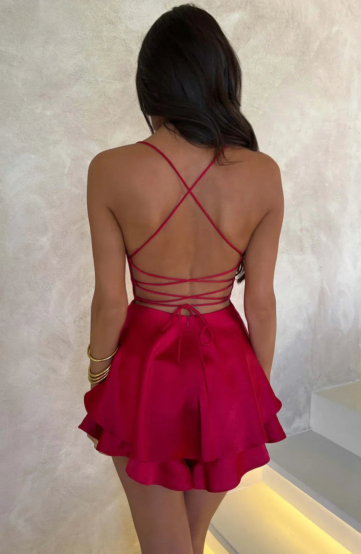 LUNA™ - Backless Satin Mini Dress