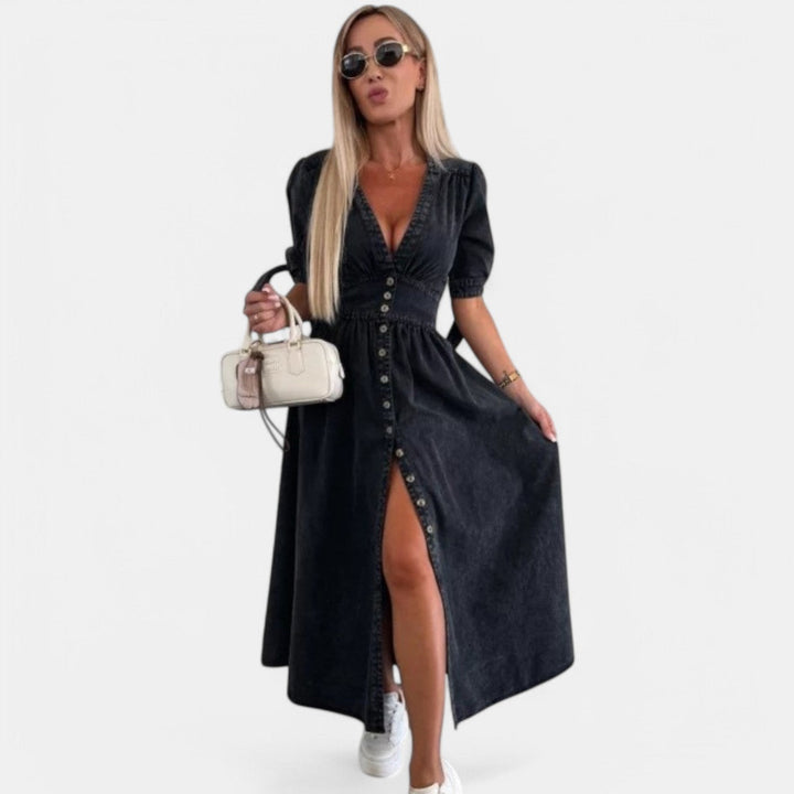 Karla - V-Neck Button Dress