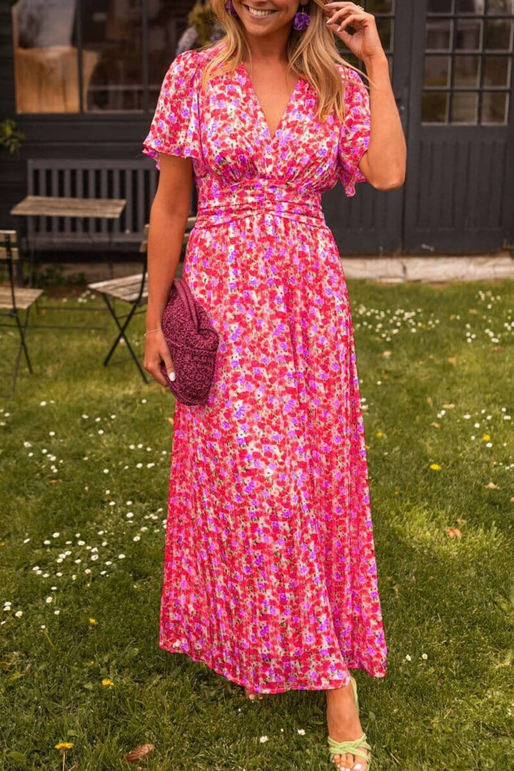 Sandra – The Floral Flame Maxi Dress (50% OFF)