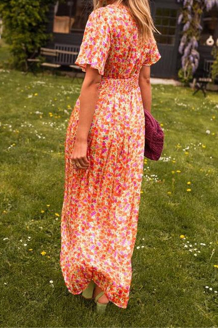 Sandra – The Floral Flame Maxi Dress (50% OFF)