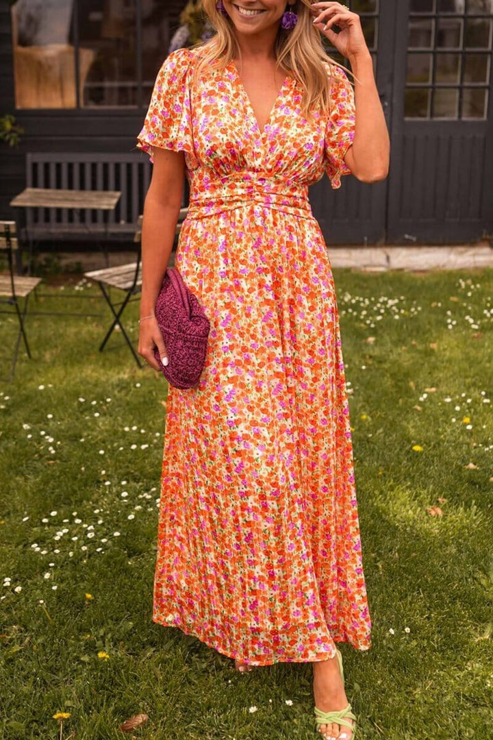 Sandra – The Floral Flame Maxi Dress (50% OFF)