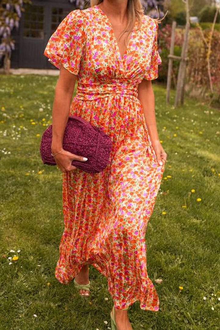 Sandra – The Floral Flame Maxi Dress (50% OFF)