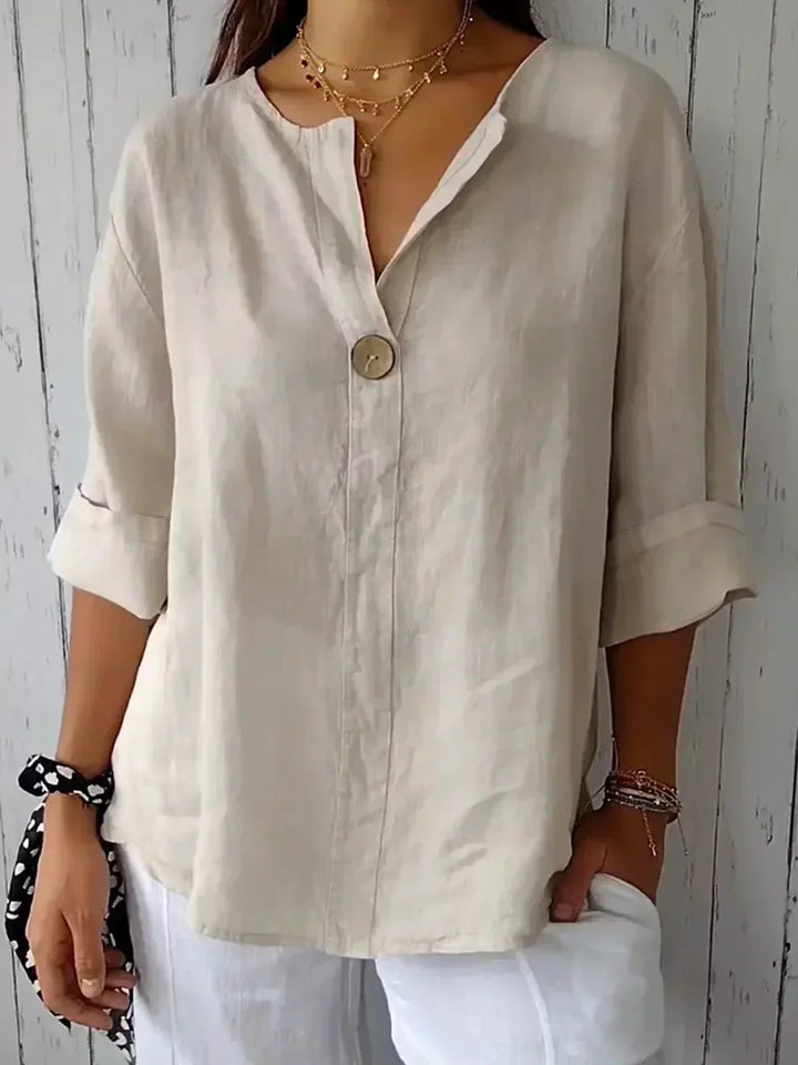 LIVIA™ V-Neck Blouse – Effortless Casual Elegance